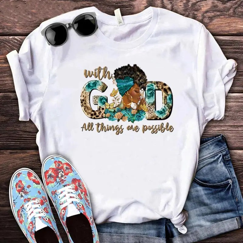 With GOD all things are possible T-shirt for women