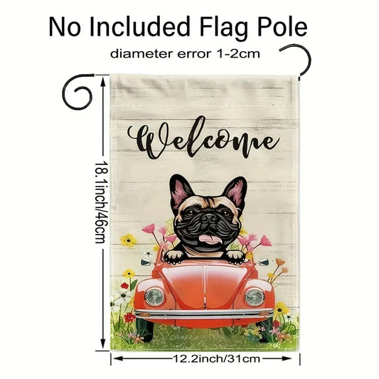 French bulldog welcome flag, cute welcome flag for frechie owners