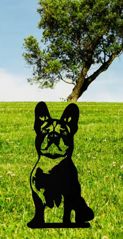 French bulldog metal lawn ornament, garden decoration, memorial