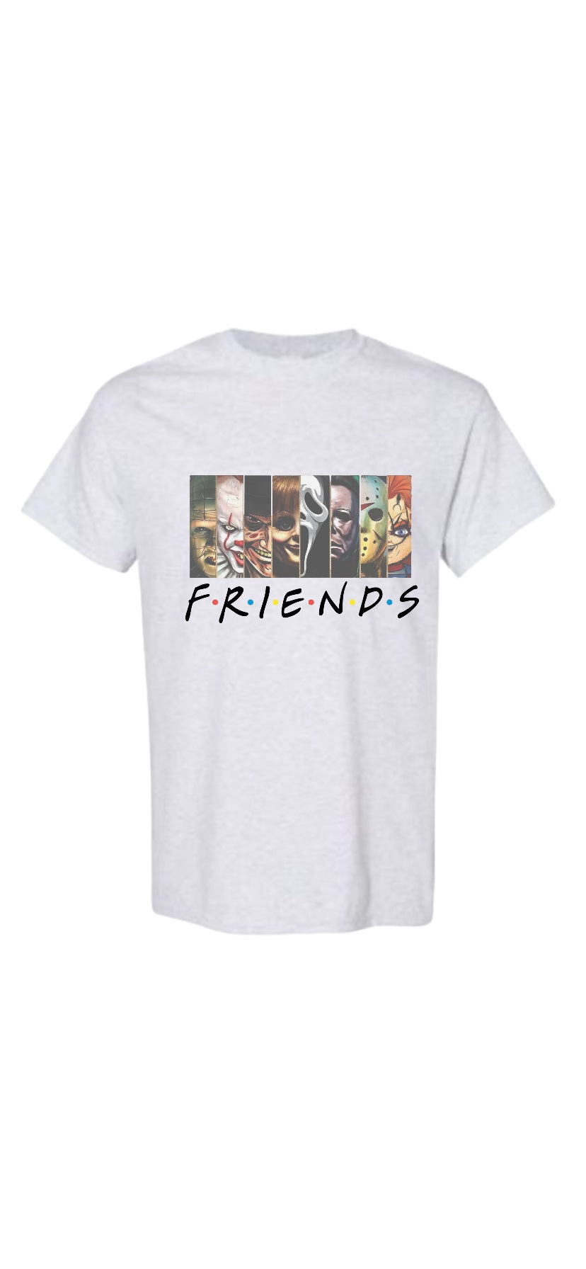 Halloween Friends T-Shirt, Halloween Movie Characters, Scary movie shirts. Ash Gray Unisex T-shirt